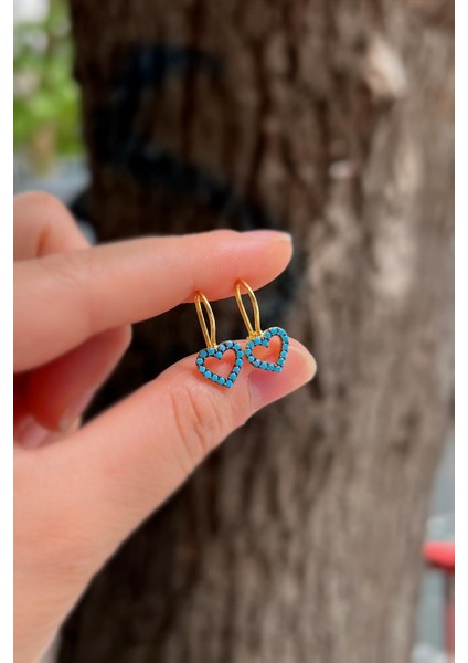 Gümüş Mavi Taşlı Kalp Model Çocuk Küpe IS78D1 fiyatları