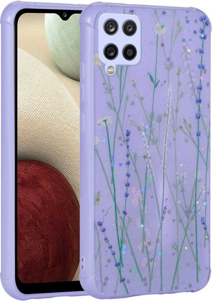 Galaxy M33 Kılıf Simli Desenli Kamera Korumalı Parlak Mkst Popy Kapak-Dallar
