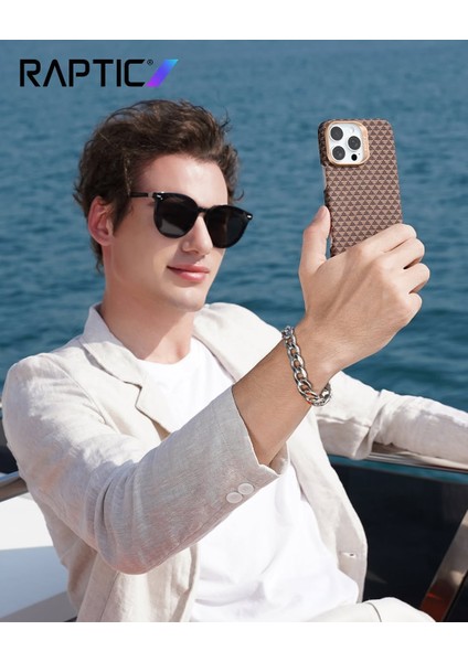 iPhone 16 Pro Max Kılıf M-Safe Uyumlu Raptic Aramid Skin Origin Serisi Kapak Kahverengi