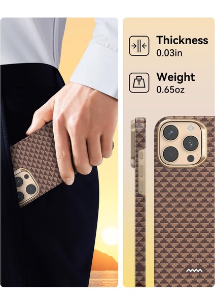 iPhone 16 Pro Max Kılıf M-Safe Uyumlu Raptic Aramid Skin Origin Serisi Kapak Kahverengi