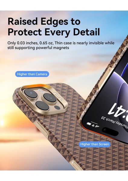 iPhone 16 Pro Max Kılıf M-Safe Uyumlu Raptic Aramid Skin Origin Serisi Kapak Kahverengi