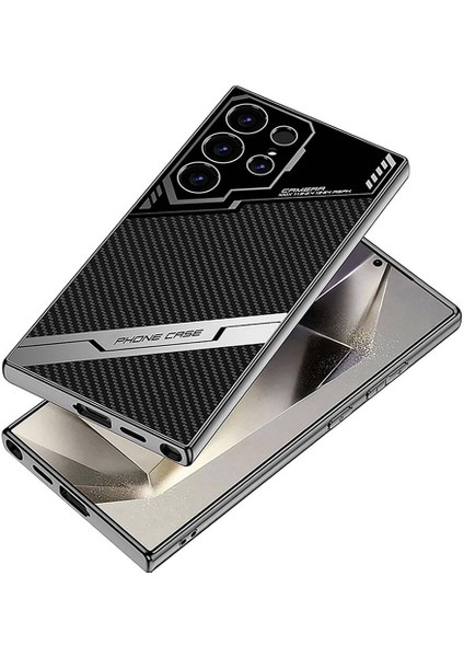 Galaxy S24 Ultra Kılıf Kamera Korumalı Karbon Tasarım Mkst Yeni Seri Procase Kapak-Siyah Karbon
