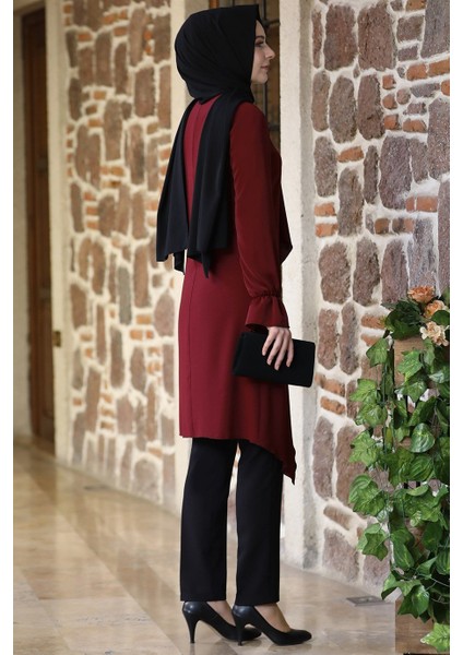 Nisa Tesettür Takım Bordo modelleri
