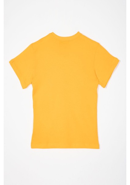 Bisiklet Yaka Koyu Sarı Renk Erkek Çocuk Tshirt modelleri