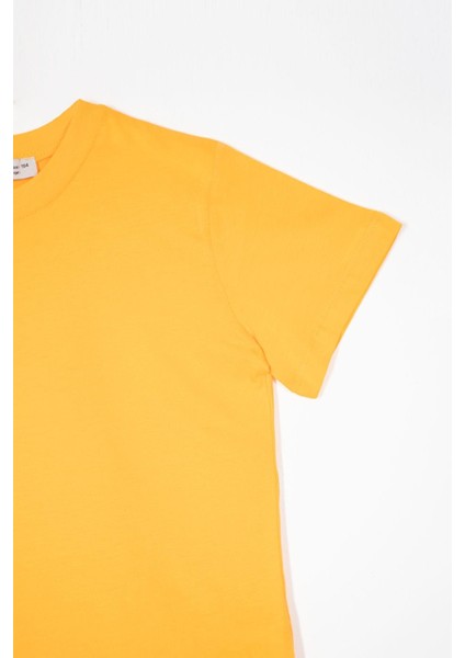 Bisiklet Yaka Koyu Sarı Renk Erkek Çocuk Tshirt fırsatları