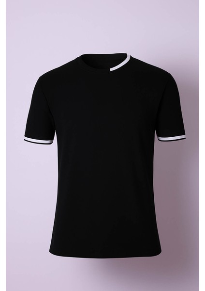 O Yaka Siyah Erkek T-Shirt 104-4008