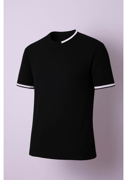 O Yaka Siyah Erkek T-Shirt 104-4008 fiyatları