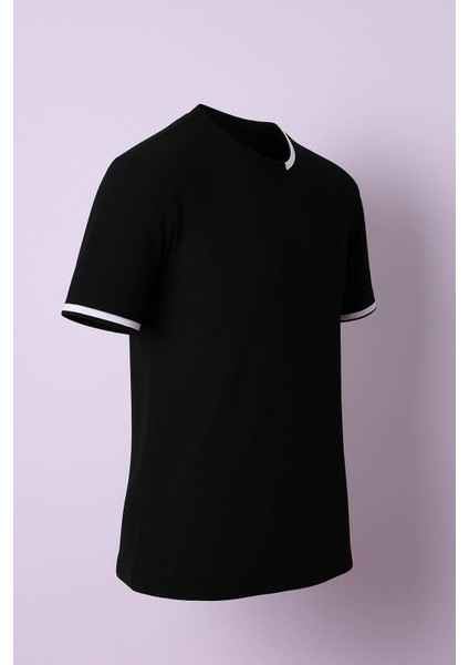 O Yaka Siyah Erkek T-Shirt 104-4008 modelleri