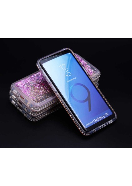 Samsung Galaxy S9 Uyumlu Yanları Taşlı Sulu Simli Lüx Silikon Kılıf fırsatları