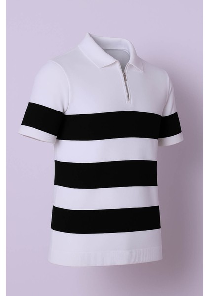 Yarım Fermuarlı Beyaz Erkek Polo Yaka T-Shirt 106-4002 fiyatları