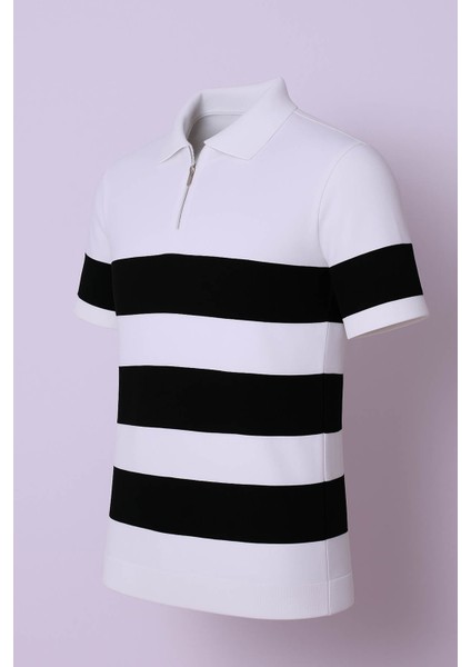 Yarım Fermuarlı Beyaz Erkek Polo Yaka T-Shirt 106-4002 modelleri