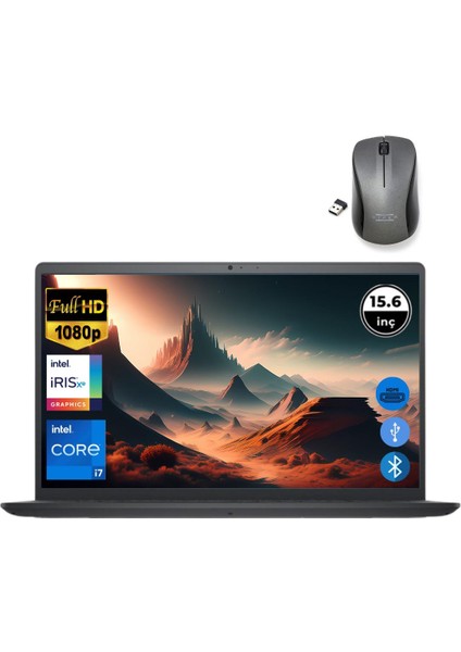 Inspiron 3520 I7 1255U 40GB 512GB M.2 SSD I35201013U ATL49 O/b 15.6" Ubuntu Taşınabilir Bilgisayar+Mouse