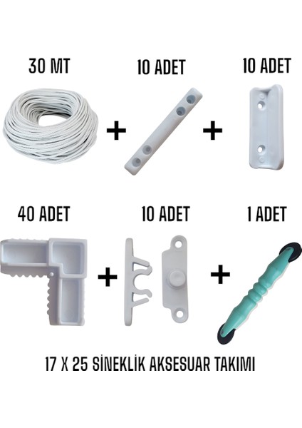 17X25 Sineklik Aksesuar Takımı (Büyük Paket )– Kolay Montaj, Dayanıklı Malzeme