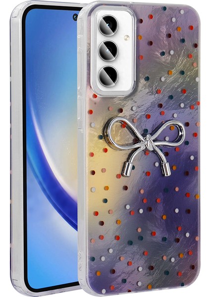 Galaxy A35 Kılıf Kamera Korumalı Figürlü Mkst Ponti Silikon Kapak - Lila