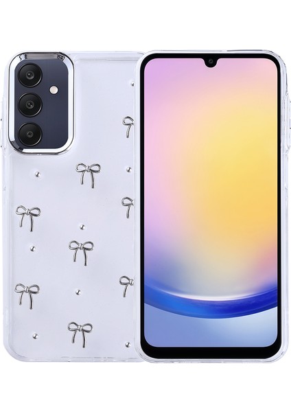 Galaxy A25 Kılıf Airbag Tasarımlı Simli Şeffaf Mkst Kutup Kapak - Fiyonk