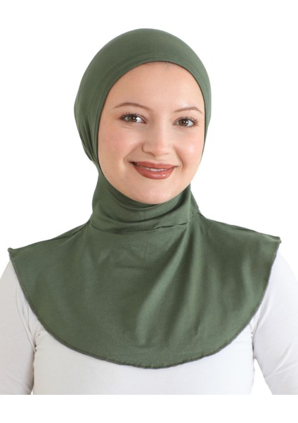 Kadın Boyunluklu Hijab Tesettür Pratik Spor Bone - Haki