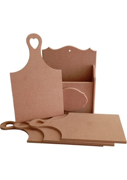Dekoratif Mdf 4'lü Sunum Tahtası Seti ve Kutusu fırsatları