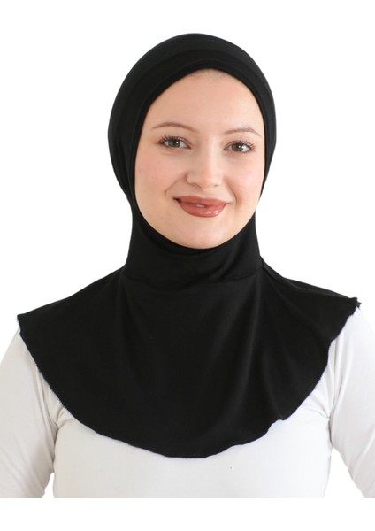 Kadın Boyunluklu Hijab Tesettür Pratik Spor Bone - Siyah