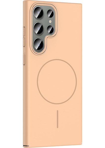 Galaxy S24 Ultra Kılıf Magsafe Şarj Özellikli Mkst Ruby Silikon Kapak - Desert Titanyum