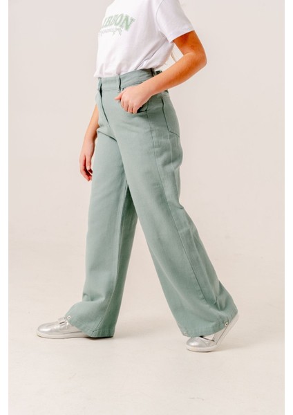 Kız Çocuk Bol Paça Basic Keten Pantolon 2574 modelleri