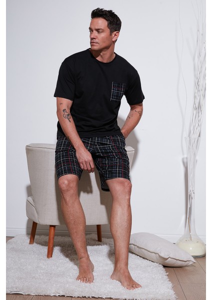 Kareli Regular Fit Pamuklu Bisiklet Yaka Kısa Kollu Şortlu Pijama Takımı Erkek Pijama Takımı 6572020 fiyatları