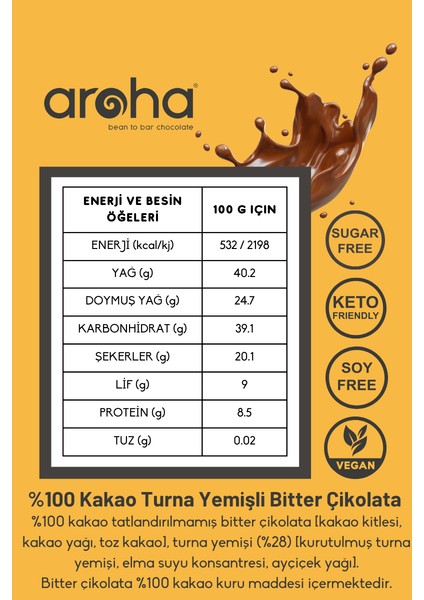 %100 Kakao Turna Yemişli Şeker Ilavesiz Bitter Kırık Çikolata - 250 G modelleri