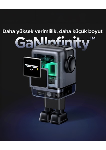 Nexode Uno 100W Robot Gan Hızlı Şarj Cihazı 3xusb-C, 1xusb-A, Gri, 45515B