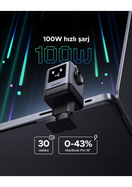 Nexode Uno 100W Robot Gan Hızlı Şarj Cihazı 3xusb-C, 1xusb-A, Gri, 45515B
