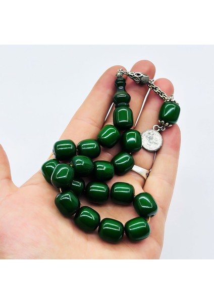 Koyu Yeşil Renkte Efe Maskot Sıkma Ateş Kehribar Tesbih modelleri