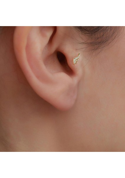 14 Ayar Altın Taşlı Melek Kanadı Tragus Piercing