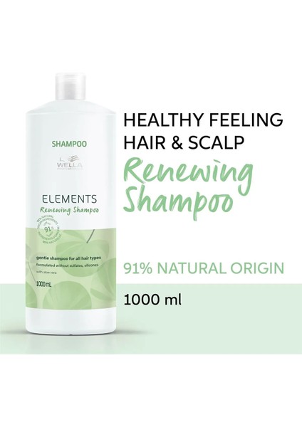 Wella Elements -Parabensiz Sülfatsız Saç ve Baş Derisi Yenileyici Hassas Bakım Şampuanı 1l