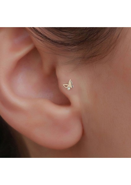 14 Ayar Altın Kelebek Tragus Piercing