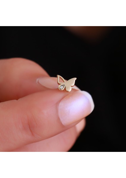 14 Ayar Altın Kelebek Tragus Piercing