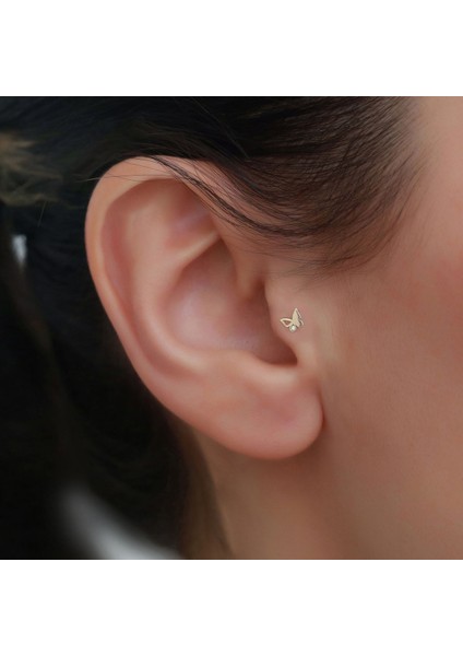 14 Ayar Altın Kelebek Tragus Piercing