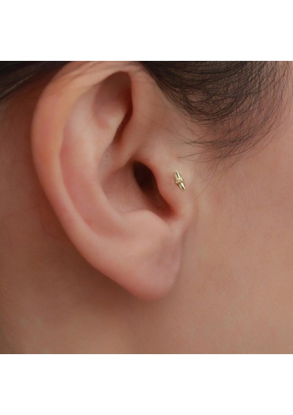 14 Ayar Altın Taşlı Deniz Yıldızı Tragus Piercing