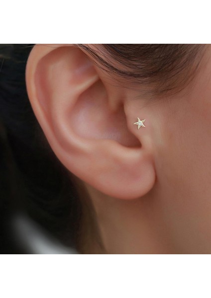 14 Ayar Altın Taşlı Deniz Yıldızı Tragus Piercing