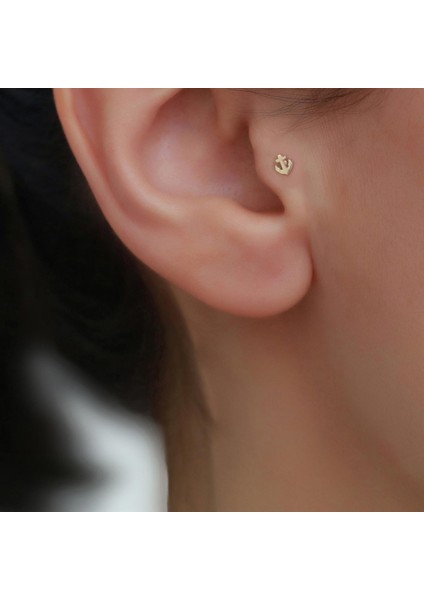 14 Ayar Altın Taşsız Denizci Tragus Piercing