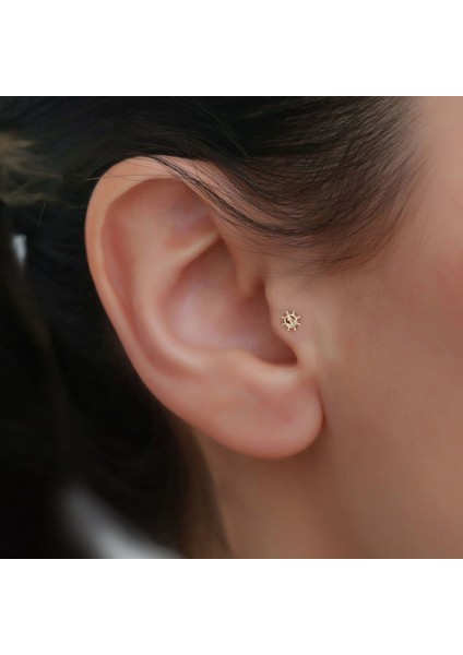 14 Ayar Altın Çapa ve Duman Tragus Piercing