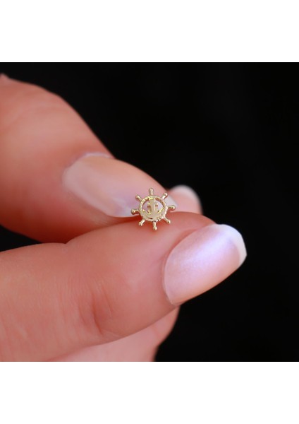 14 Ayar Altın Çapa ve Duman Tragus Piercing