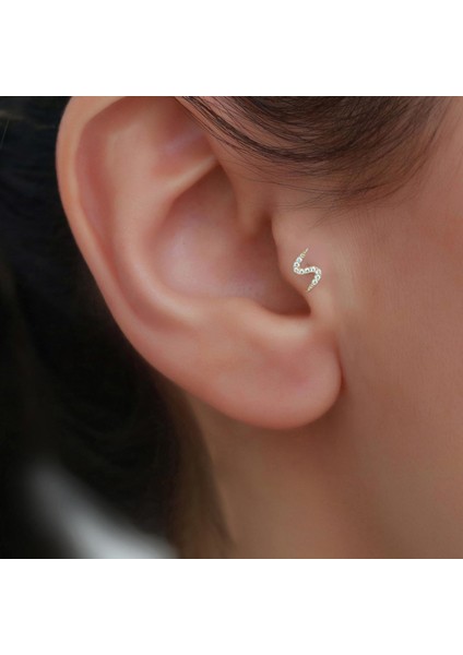 14 Ayar Altın Kıvrımlı Tragus Piercing