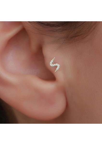 14 Ayar Altın Kıvrımlı Tragus Piercing