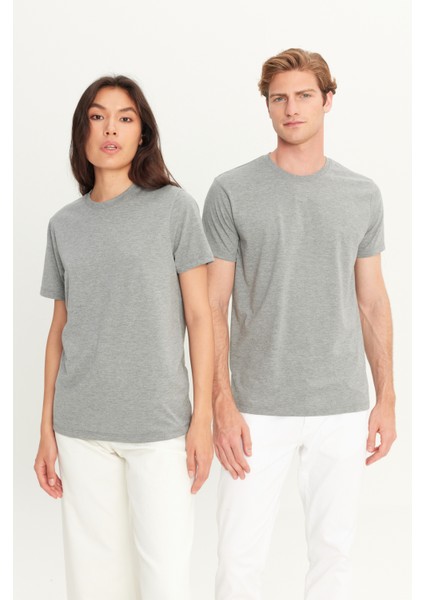 Erkek Koyu Gri Pamuklu Slim Fit Dar Kesim Bisiklet Yaka Tişört fiyatları