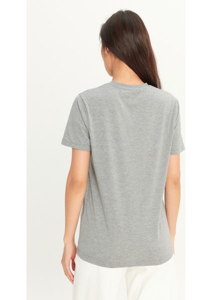 Erkek Koyu Gri Pamuklu Slim Fit Dar Kesim Bisiklet Yaka Tişört