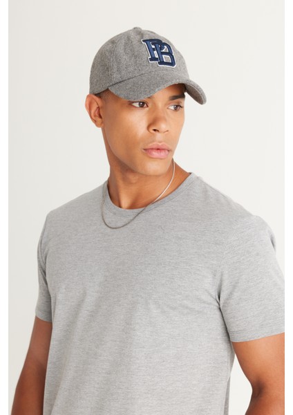 Erkek Koyu Gri Pamuklu Slim Fit Dar Kesim Bisiklet Yaka Tişört