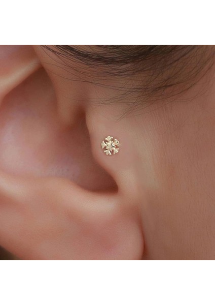 14 Ayar Altın Taşlı Kar Tanesi Tragus Piercing