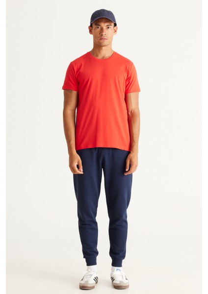 Erkek Kırmızı %100 Pamuk Slim Fit Dar Kesim Bisiklet Yaka Tişört indirimleri