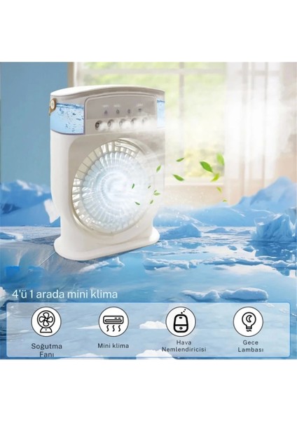 Şarjlı 600 ml Su Hazneli Taşınabilir Masaüstü Vanilatör Güçlü Fan ve 2000 Mah Pil,