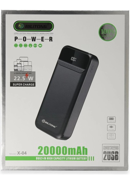 X04 20.000 Mah Powerbank - Siyah Drstr