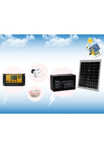 Hobi Bahçeleri Için Güneş Enerjili Lamba ve Şarj Seti