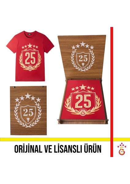 Lisanslı 2025 Şampiyonluk Kırmızı Özel Yetişkin T-Shirt Şampiyonluk Özel Ahşap Kutulu